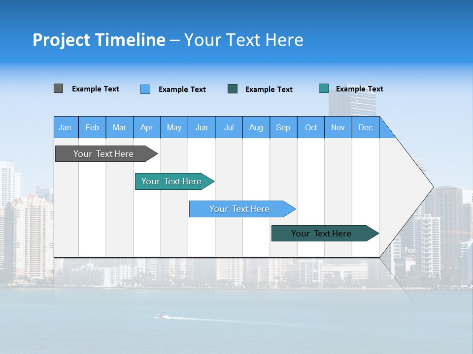 Sunny Miami Skyline From Biscayne Bay PowerPoint Template