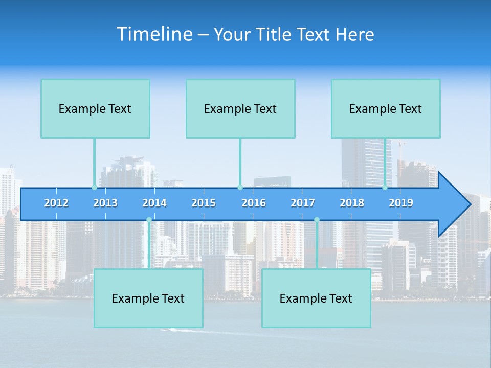 Sunny Miami Skyline From Biscayne Bay PowerPoint Template
