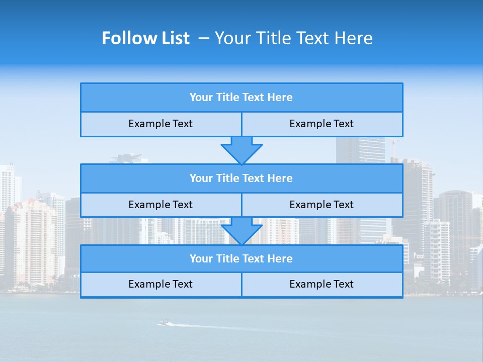 Sunny Miami Skyline From Biscayne Bay PowerPoint Template