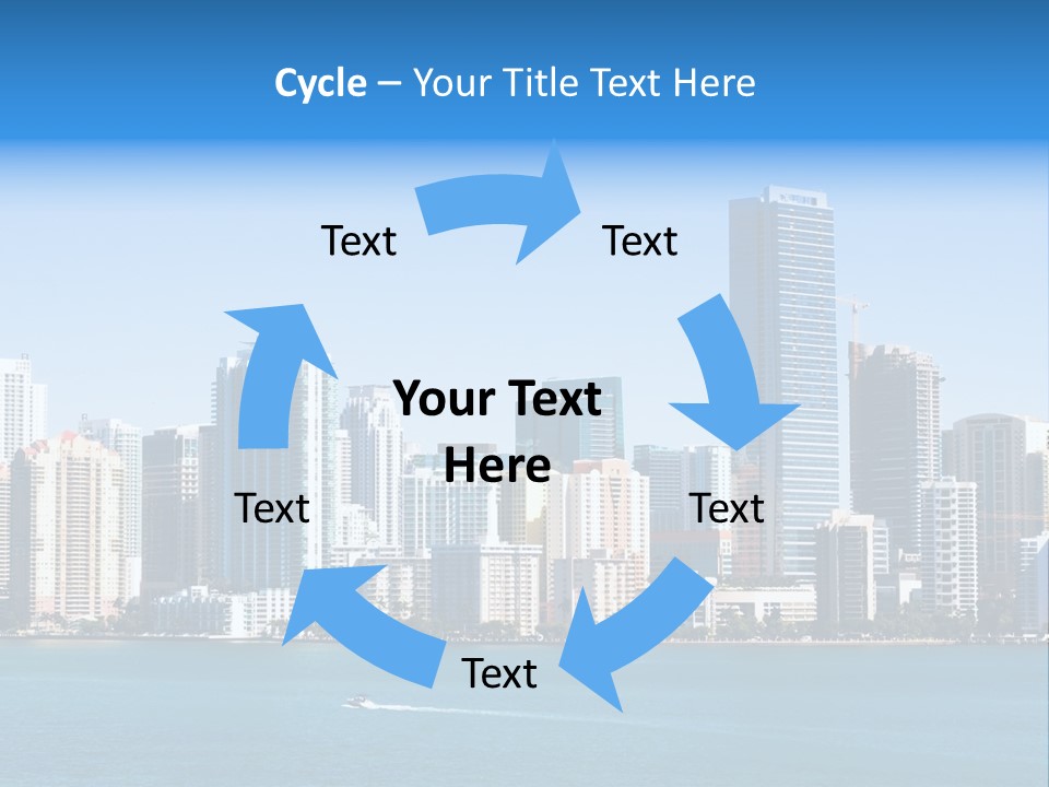 Sunny Miami Skyline From Biscayne Bay PowerPoint Template