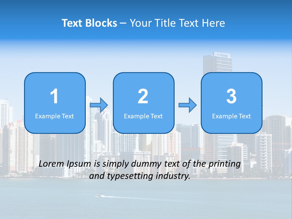 Sunny Miami Skyline From Biscayne Bay PowerPoint Template
