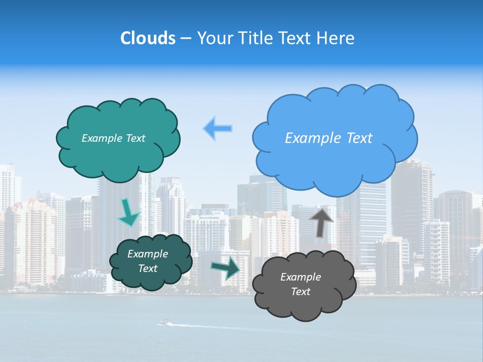 Sunny Miami Skyline From Biscayne Bay PowerPoint Template