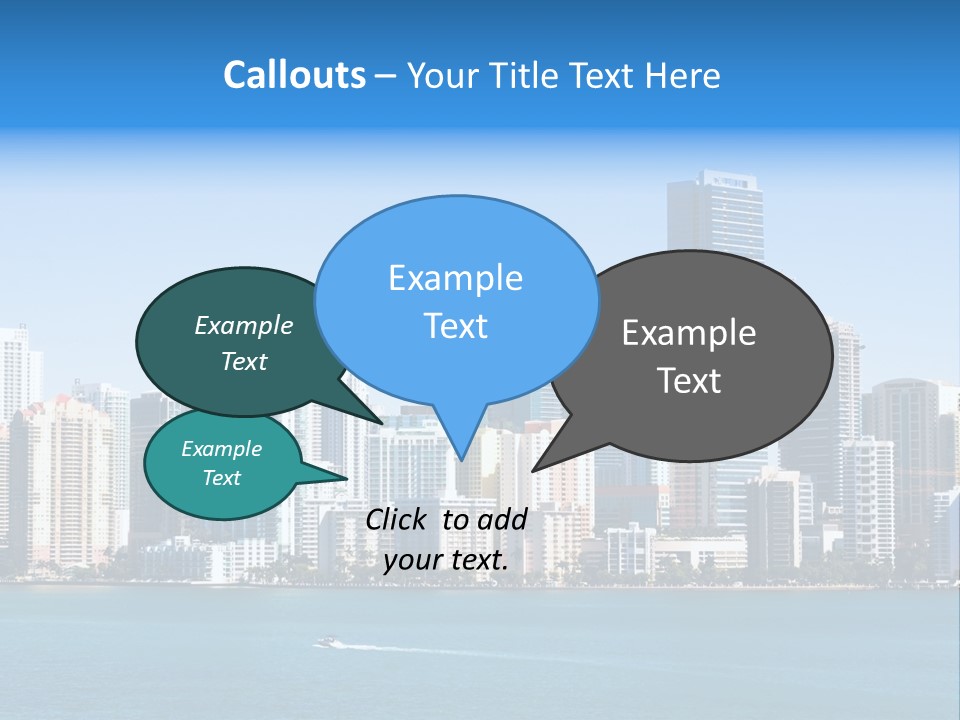 Sunny Miami Skyline From Biscayne Bay PowerPoint Template
