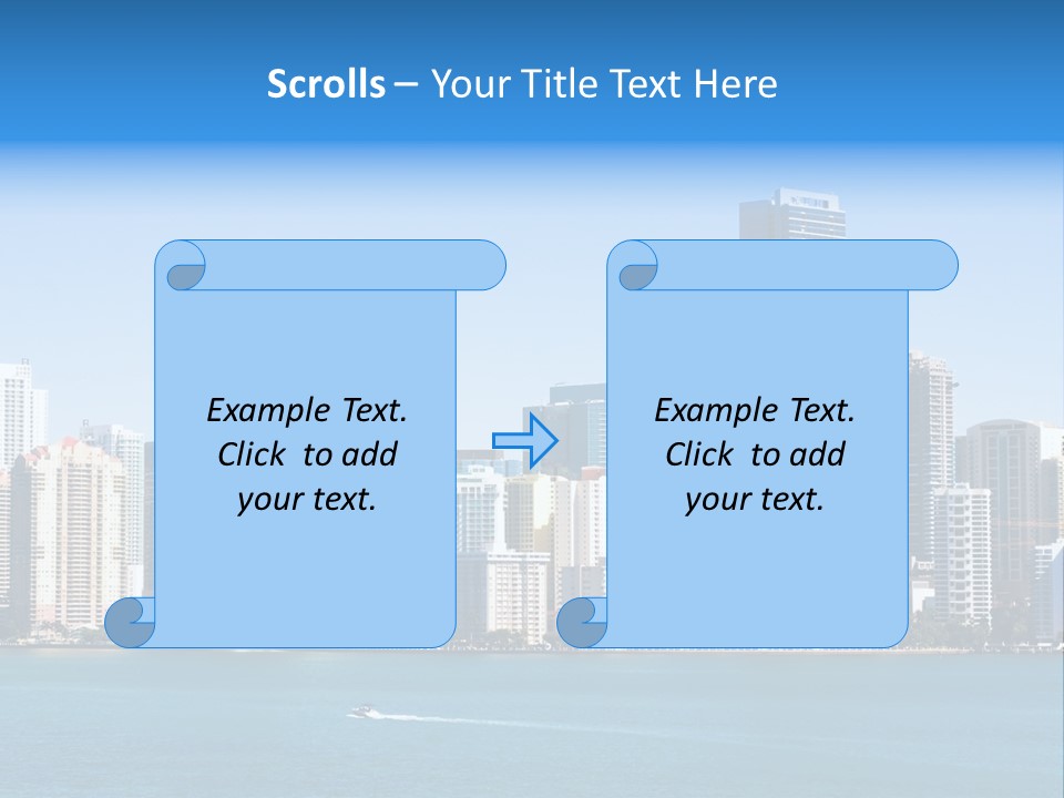 Sunny Miami Skyline From Biscayne Bay PowerPoint Template