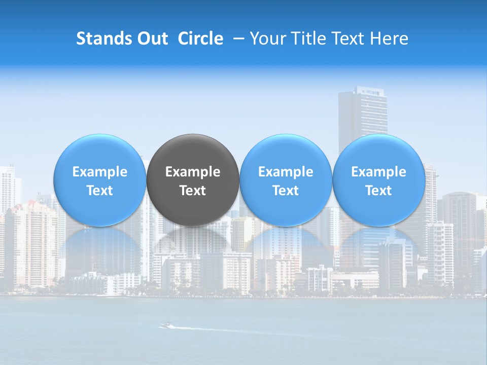 Sunny Miami Skyline From Biscayne Bay PowerPoint Template