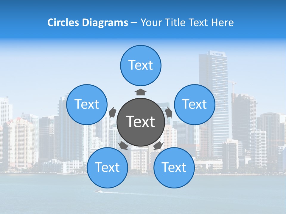 Sunny Miami Skyline From Biscayne Bay PowerPoint Template