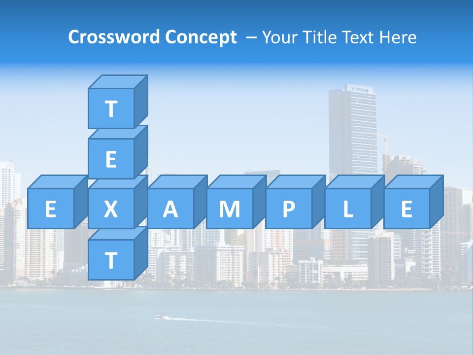 Sunny Miami Skyline From Biscayne Bay PowerPoint Template