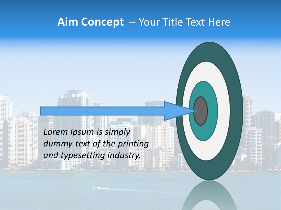 Sunny Miami Skyline From Biscayne Bay PowerPoint Template