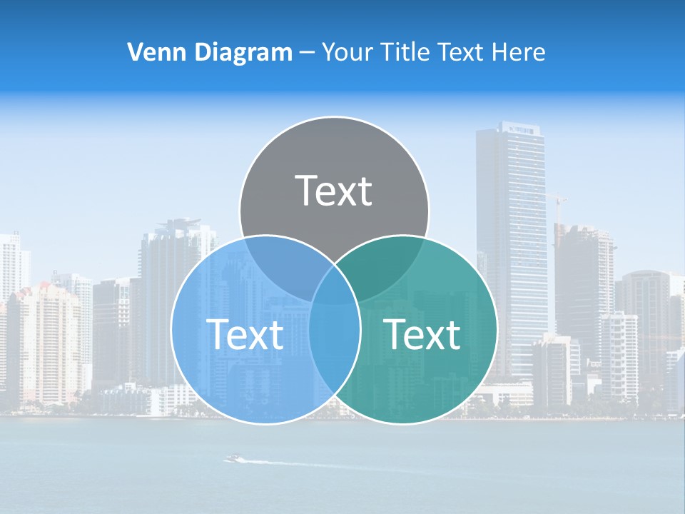 Sunny Miami Skyline From Biscayne Bay PowerPoint Template