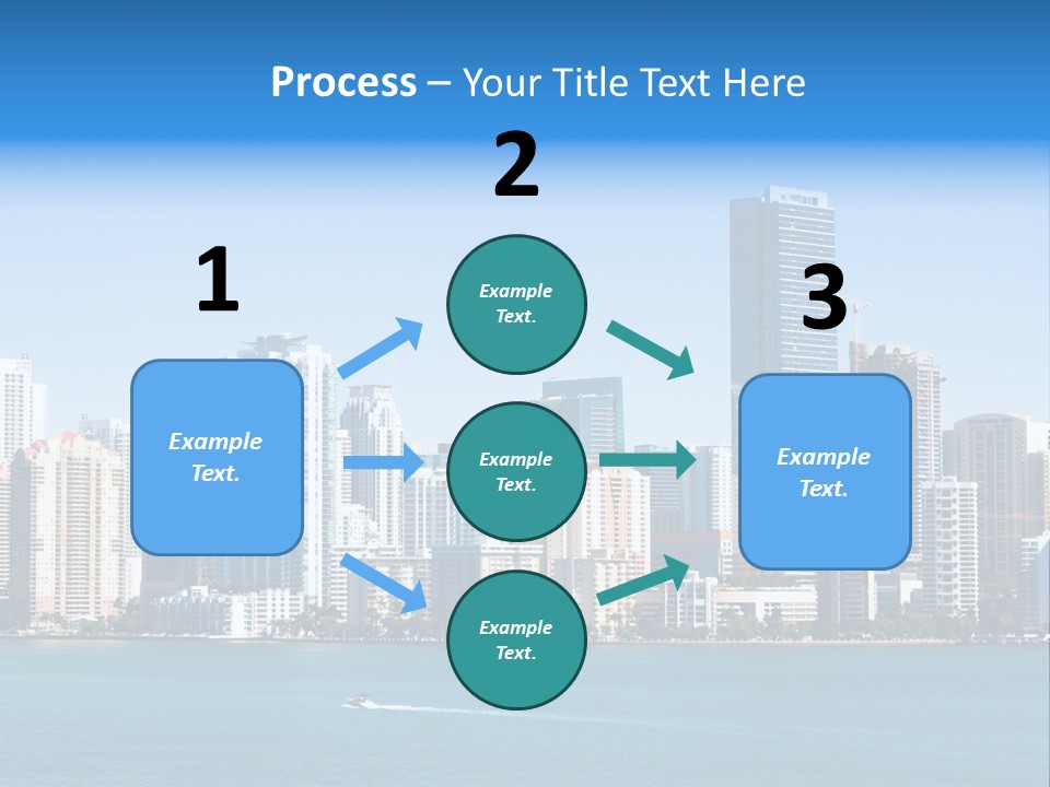 Sunny Miami Skyline From Biscayne Bay PowerPoint Template