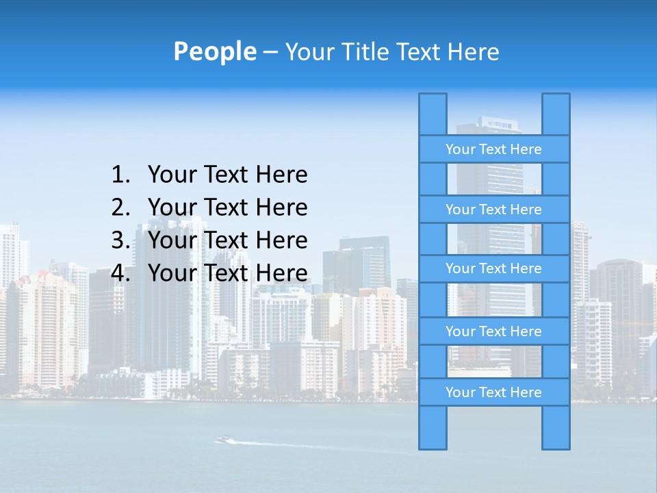 Sunny Miami Skyline From Biscayne Bay PowerPoint Template