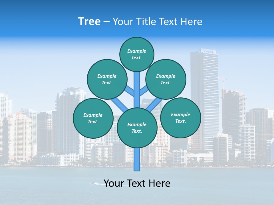 Sunny Miami Skyline From Biscayne Bay PowerPoint Template