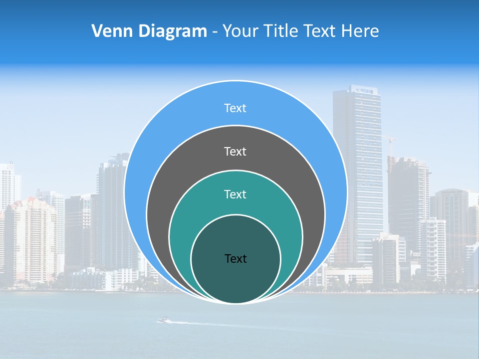 Sunny Miami Skyline From Biscayne Bay PowerPoint Template