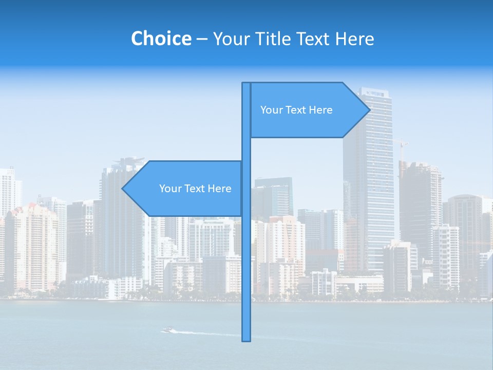 Sunny Miami Skyline From Biscayne Bay PowerPoint Template