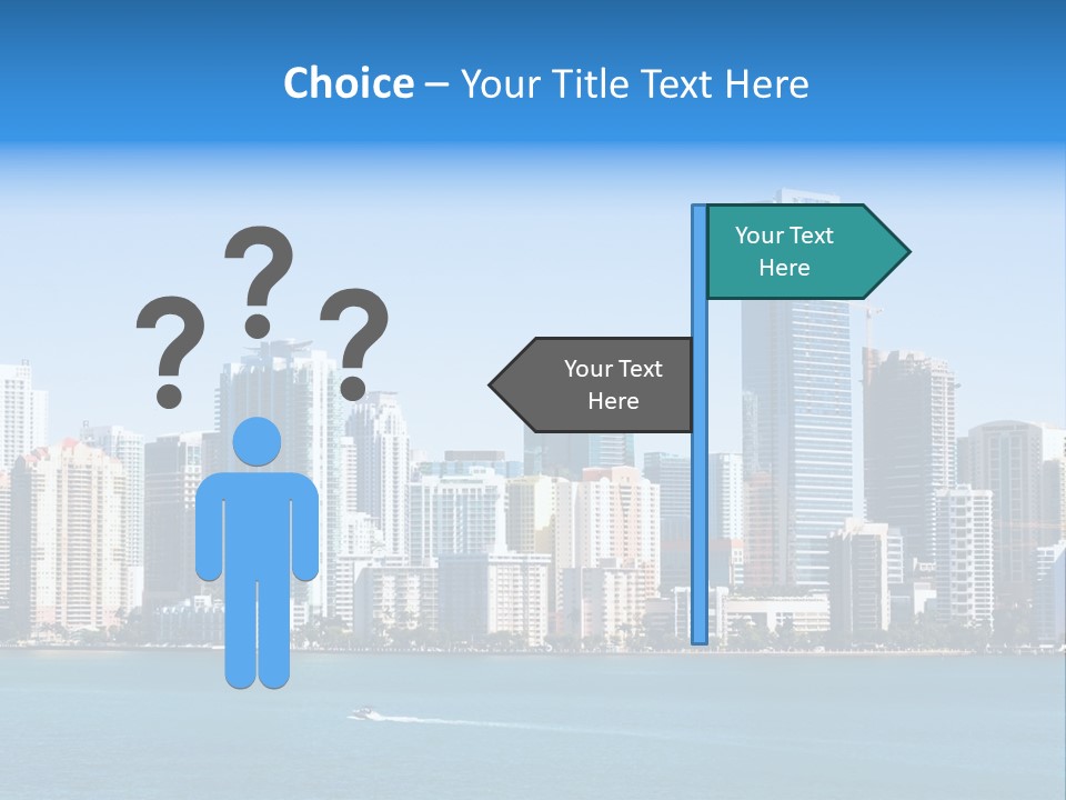 Sunny Miami Skyline From Biscayne Bay PowerPoint Template