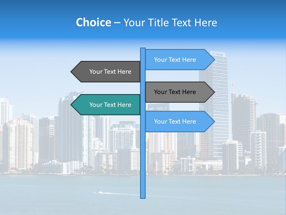 Sunny Miami Skyline From Biscayne Bay PowerPoint Template