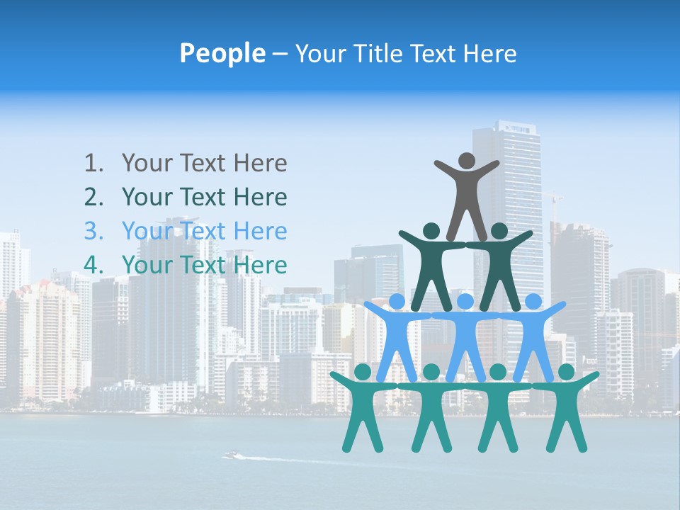 Sunny Miami Skyline From Biscayne Bay PowerPoint Template