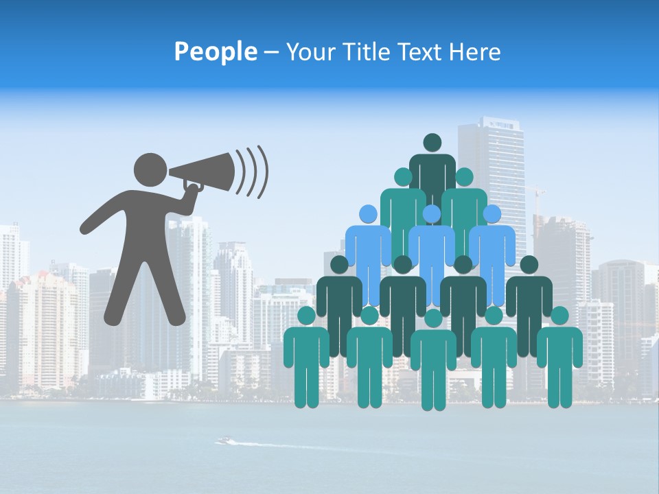 Sunny Miami Skyline From Biscayne Bay PowerPoint Template