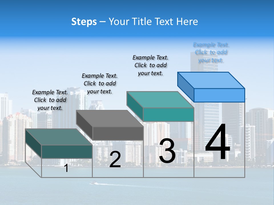 Sunny Miami Skyline From Biscayne Bay PowerPoint Template
