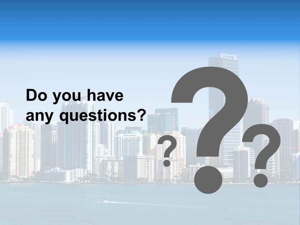 Sunny Miami Skyline From Biscayne Bay PowerPoint Template