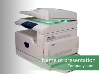 Multifunction Printer Isolated On White PowerPoint Template