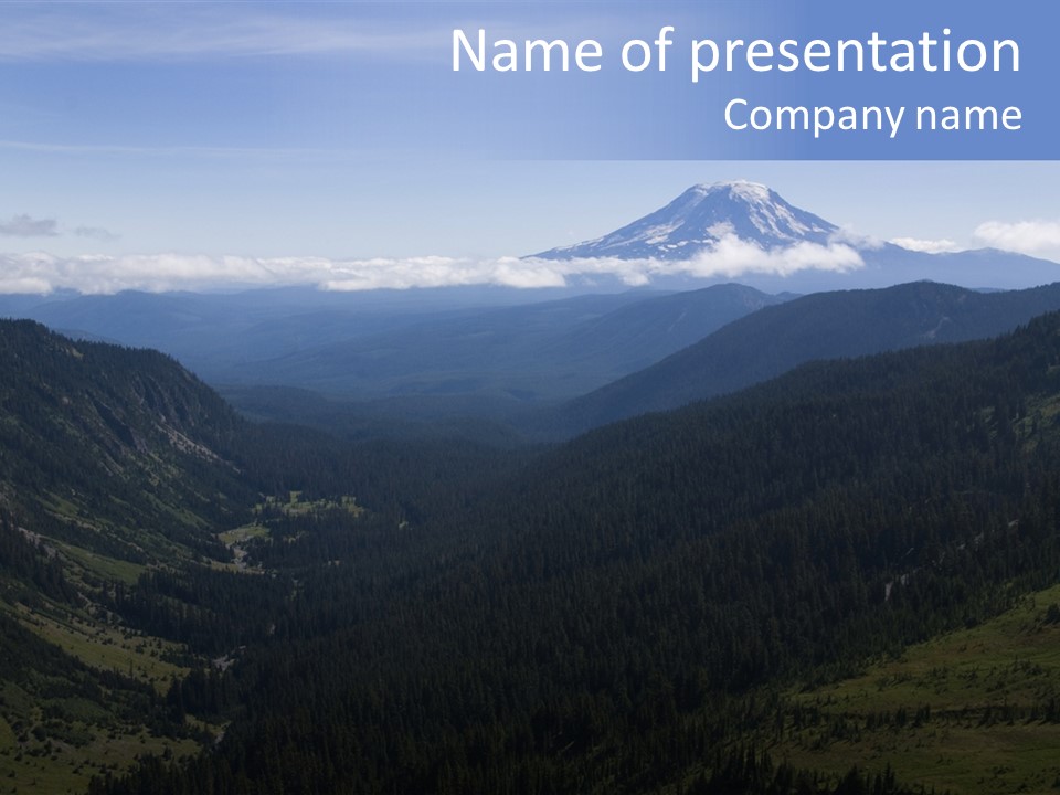 Mount Adams Surrounded By Clouds In Early Morning Light PowerPoint Template