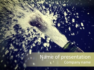 A Bottle Of Champagne Is Exploding Into The Air PowerPoint Template