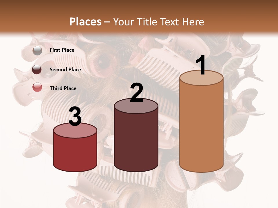 A Woman With A Bunch Of Hair Combs On Her Head PowerPoint Template