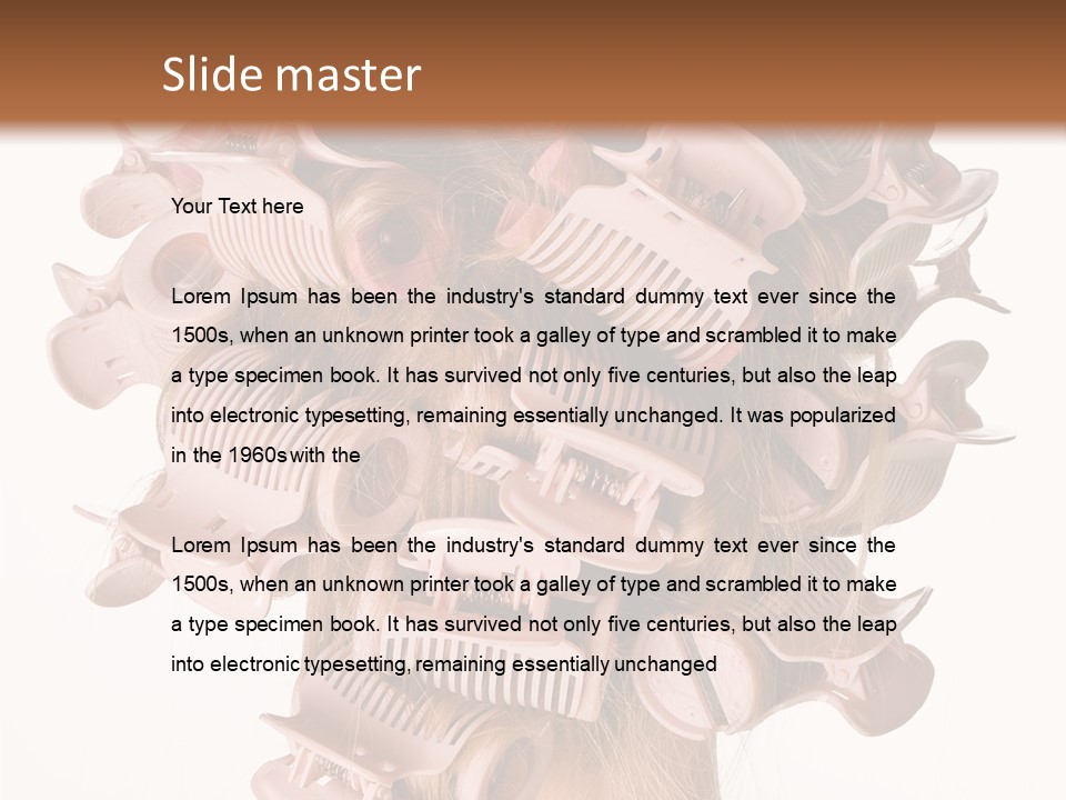 A Woman With A Bunch Of Hair Combs On Her Head PowerPoint Template