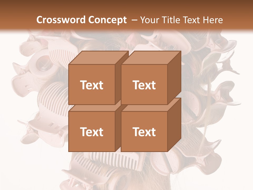 A Woman With A Bunch Of Hair Combs On Her Head PowerPoint Template