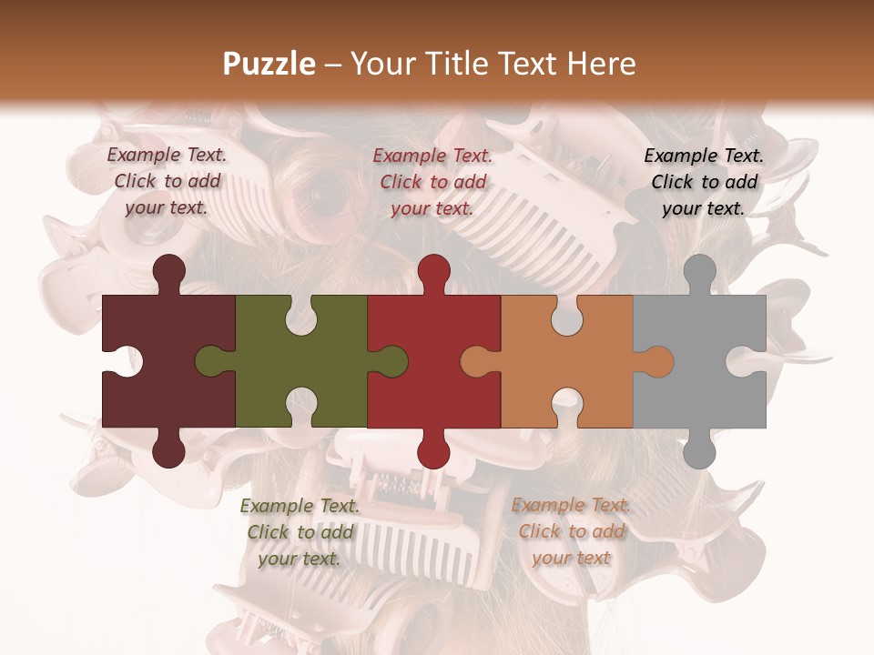 A Woman With A Bunch Of Hair Combs On Her Head PowerPoint Template