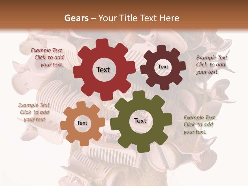 A Woman With A Bunch Of Hair Combs On Her Head PowerPoint Template