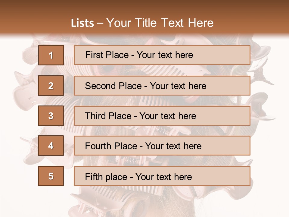 A Woman With A Bunch Of Hair Combs On Her Head PowerPoint Template