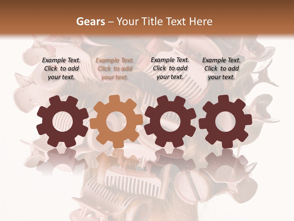 A Woman With A Bunch Of Hair Combs On Her Head PowerPoint Template