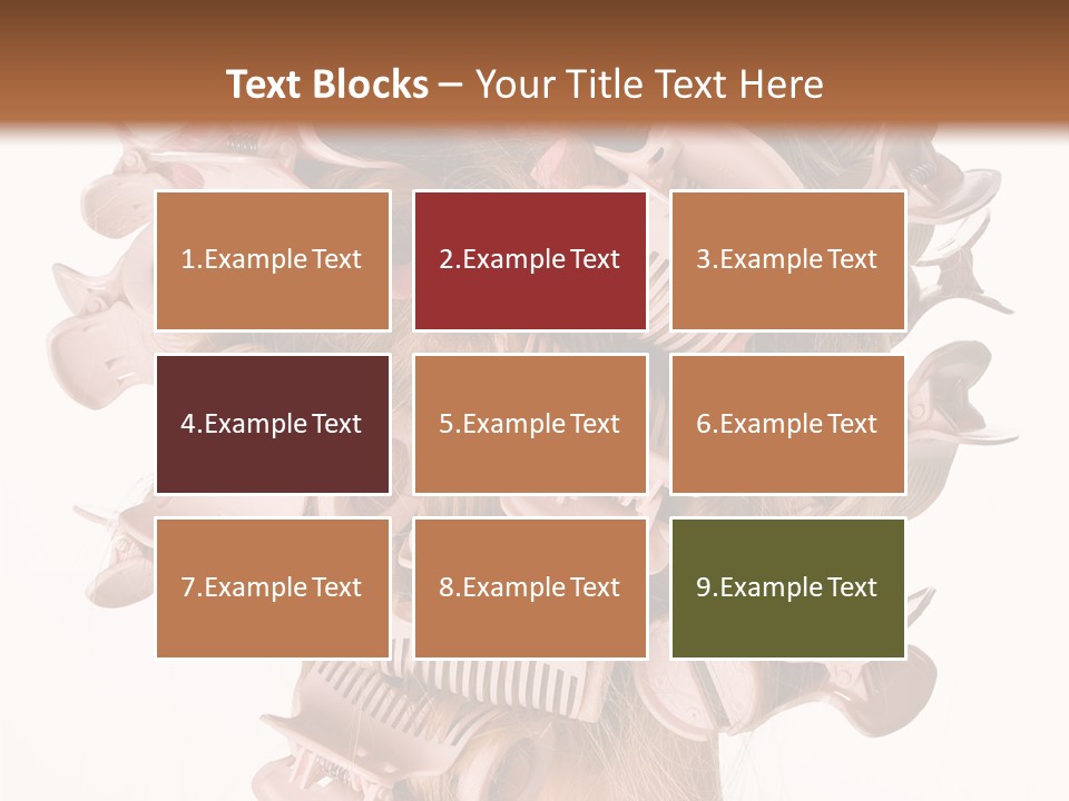 A Woman With A Bunch Of Hair Combs On Her Head PowerPoint Template