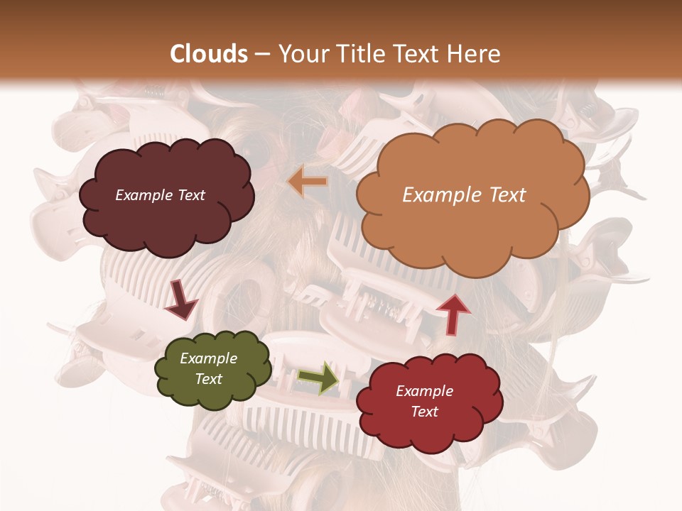 A Woman With A Bunch Of Hair Combs On Her Head PowerPoint Template