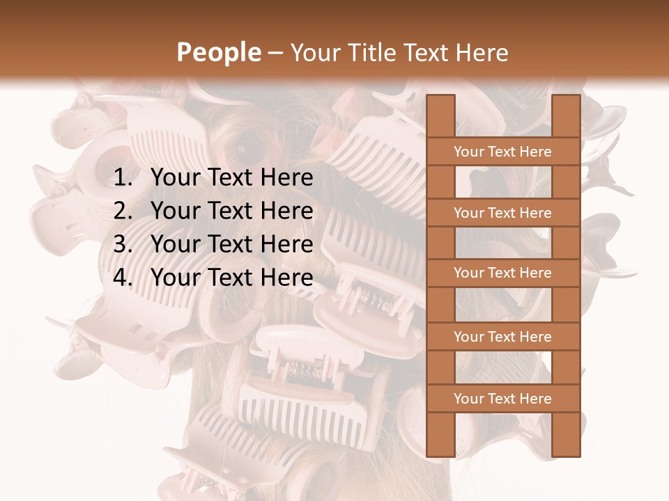 A Woman With A Bunch Of Hair Combs On Her Head PowerPoint Template