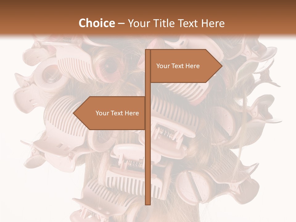 A Woman With A Bunch Of Hair Combs On Her Head PowerPoint Template