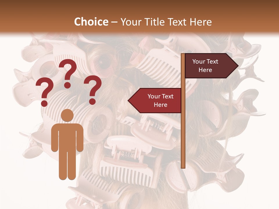 A Woman With A Bunch Of Hair Combs On Her Head PowerPoint Template