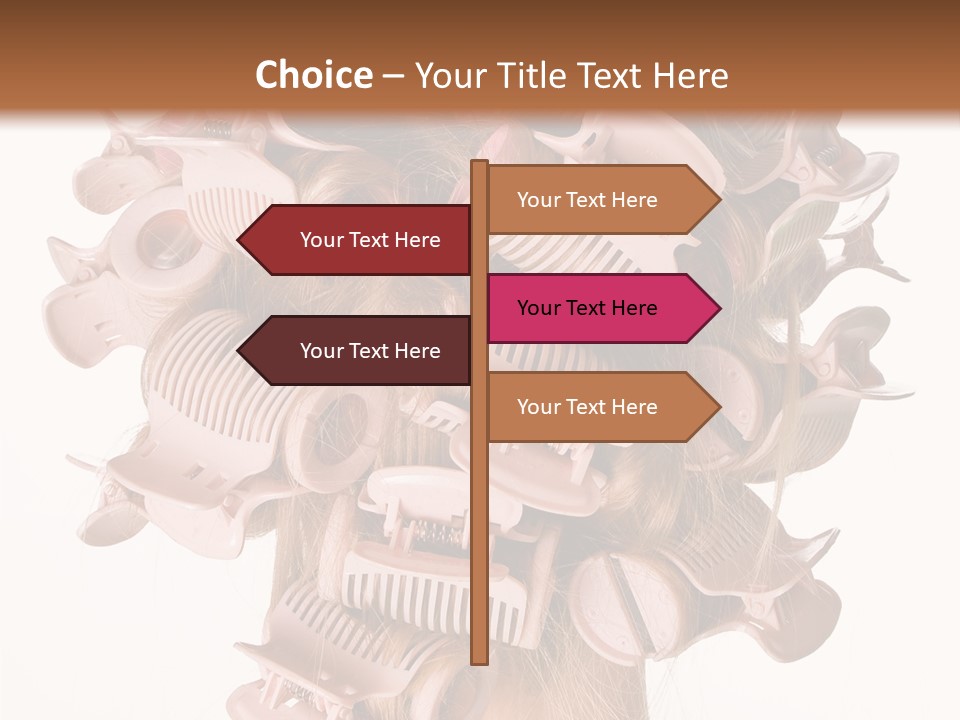 A Woman With A Bunch Of Hair Combs On Her Head PowerPoint Template