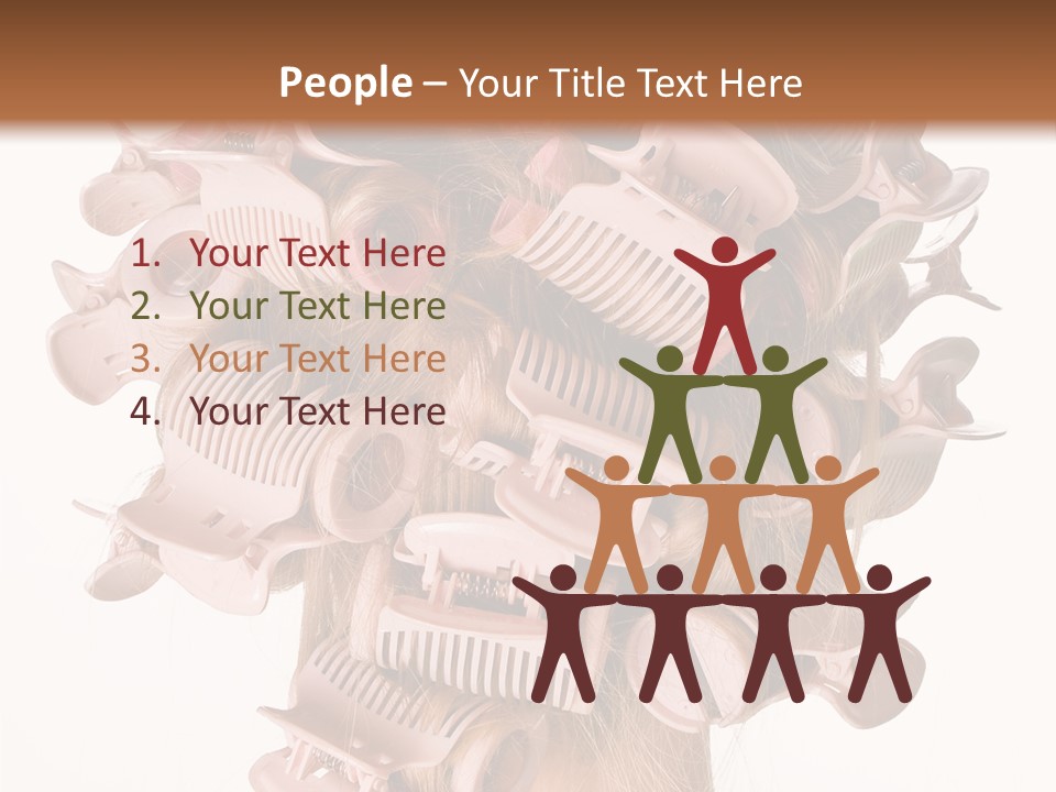 A Woman With A Bunch Of Hair Combs On Her Head PowerPoint Template