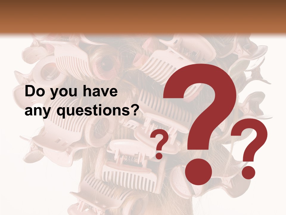 A Woman With A Bunch Of Hair Combs On Her Head PowerPoint Template