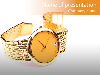 Gold Wrist Watch PowerPoint Template