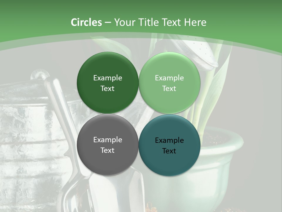 Gardening Tools With Flowering Bulbs In A Pot PowerPoint Template