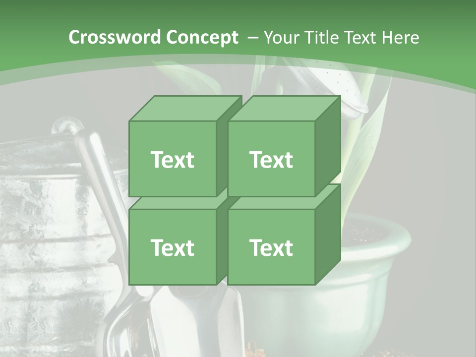 Gardening Tools With Flowering Bulbs In A Pot PowerPoint Template