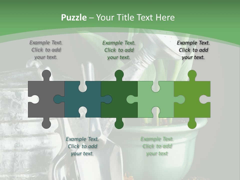 Gardening Tools With Flowering Bulbs In A Pot PowerPoint Template