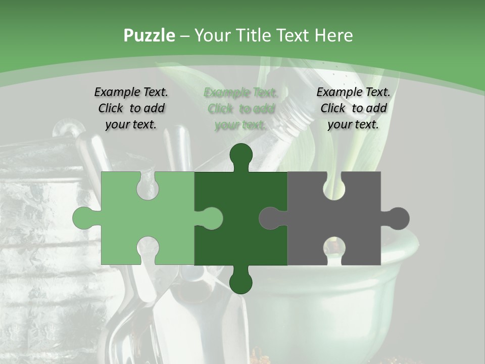 Gardening Tools With Flowering Bulbs In A Pot PowerPoint Template