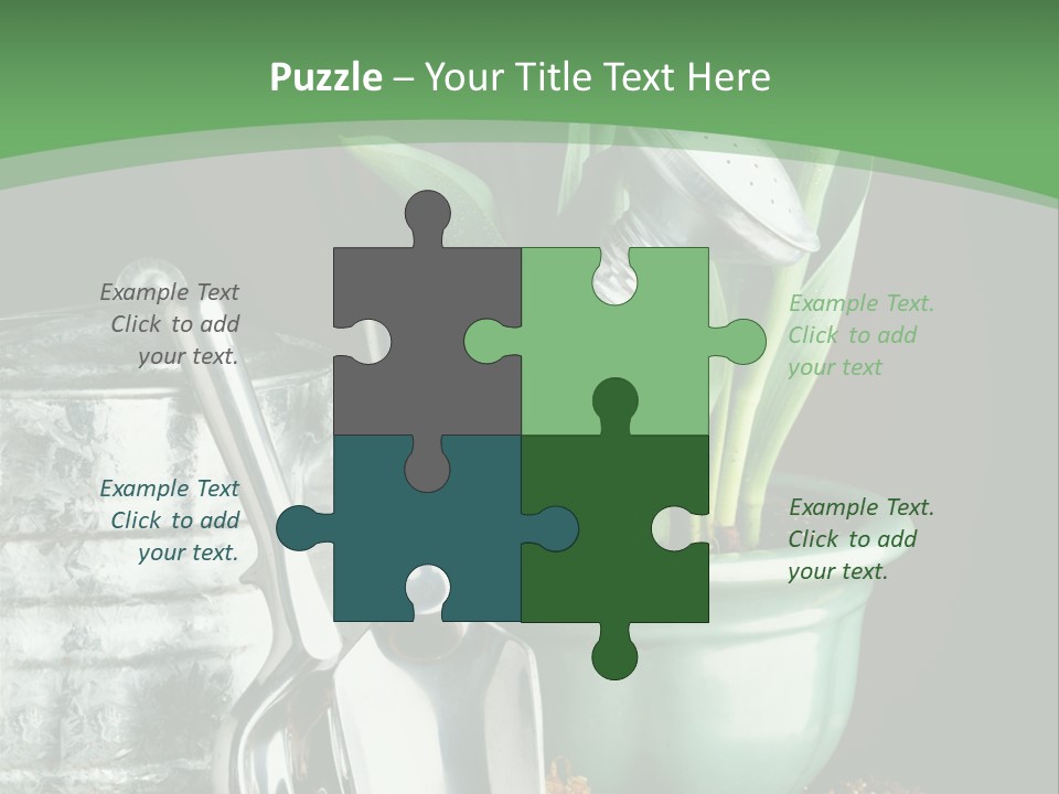 Gardening Tools With Flowering Bulbs In A Pot PowerPoint Template