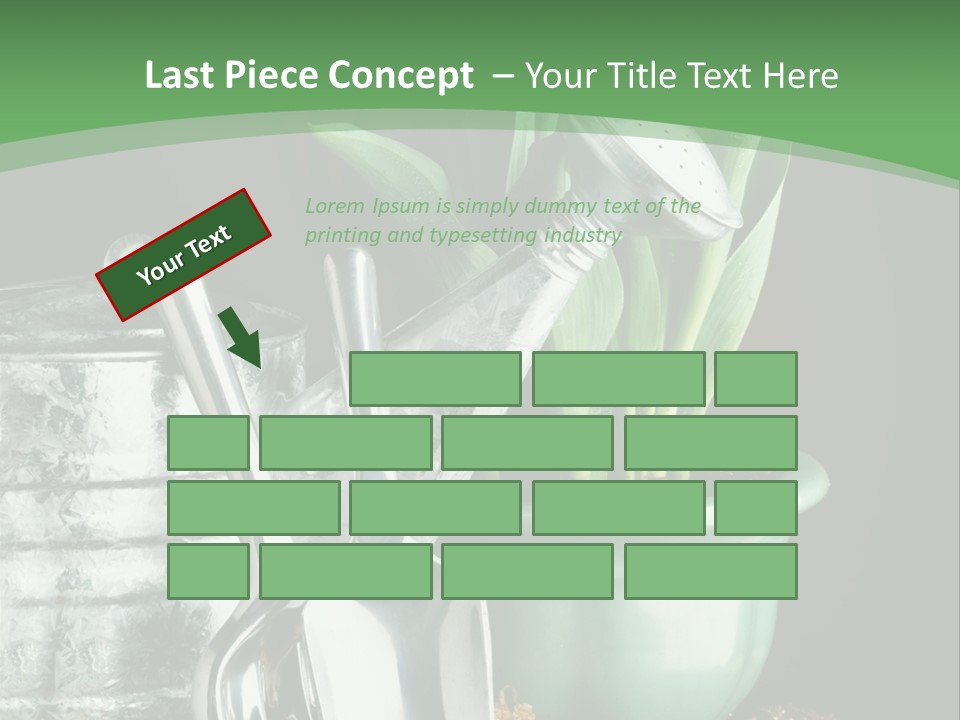 Gardening Tools With Flowering Bulbs In A Pot PowerPoint Template