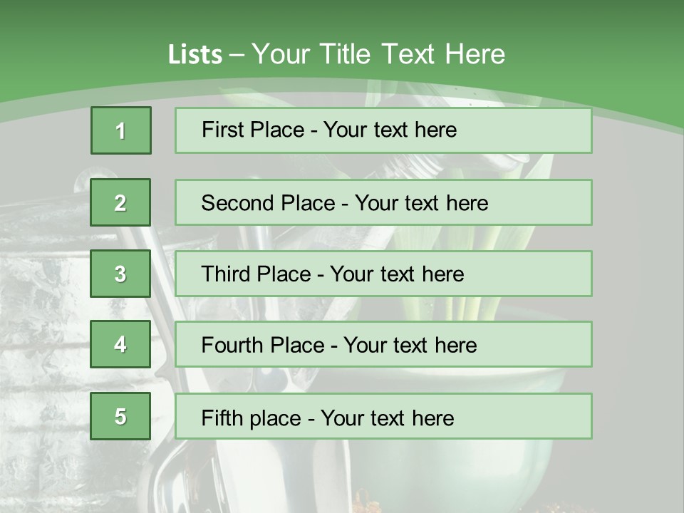 Gardening Tools With Flowering Bulbs In A Pot PowerPoint Template